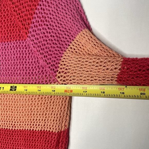 525 America Mesh Sweater M Open Knit Stripe Lightweight Retro Coastal - Picture 6 of 7